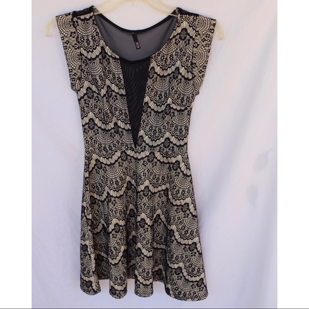 Black Lace and Mesh Dress